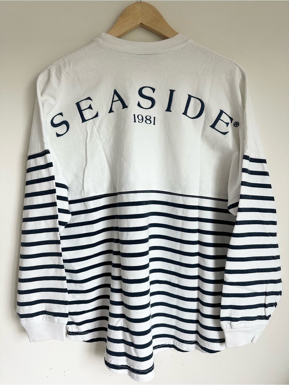 Brand New w Tags! SEASIDE STYLE Navy Striped Long Sleeve Nautical Top Size S